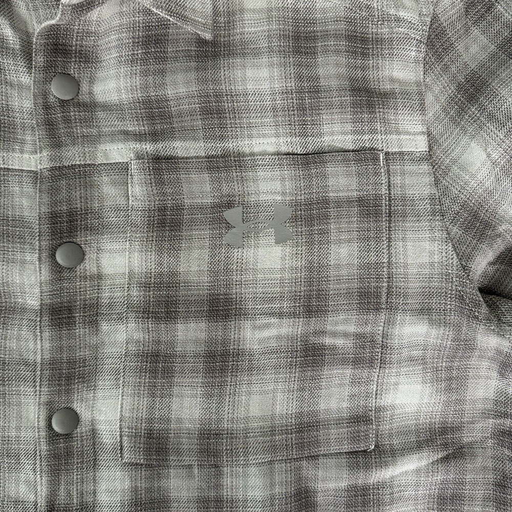 Under Armour Flannel Shirt Mens Small‎  Snap Flex Fitted - Picture 4 of 12